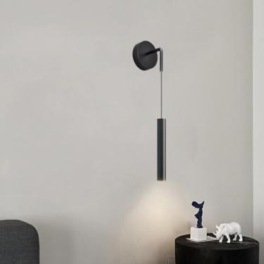 Imagem de GZZBMY Iluminação de parede LED moderna comprimento ajustável arandelas de metal alumínio acrílico luminária de parede interior para sala de estar restaurante quarto decoração de cabeceira (luz preta