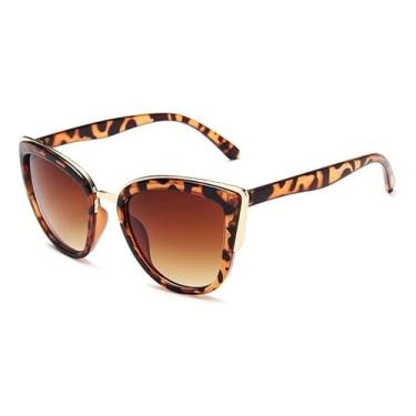 Imagem de Óculos de Sol Feminino Vintage Gatinho, Proteção UV400, Armação em Acetato, Lentes Anti Reflexo, Preto e Tartaruga (Leopardo)