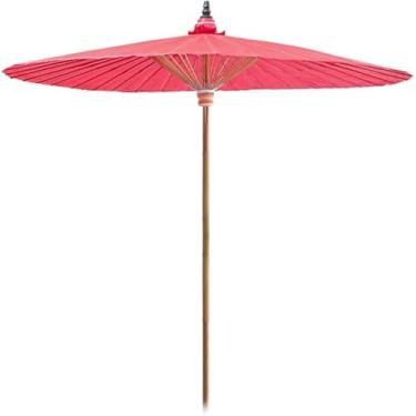 Imagem de Guarda-sol De Jardim Retrô Chinês De 6 Pés, Guarda-chuva De Bambu E Papel Oleado, Guarda-chuva De Sombra Redonda Ao Ar Livre, à Prova D'água, Proteção Uv50, Red, 195cm/6.4ft