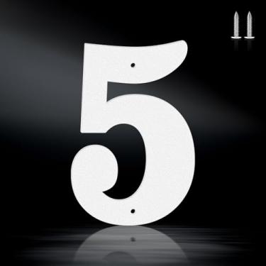 Imagem de Letras brancas à prova de ferrugem de 15 cm, números de endereço de metal resistente para casa, números 0-9 à prova de intempéries e letras de metal A-Z ao ar livre para porta, portão, caixa de