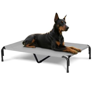 Imagem de PVY Cama elevada para cães ao ar livre, berço elevado 3GG com malha lavável, camas refrescantes para animais de estimação, rede para cães à prova de mastigação, plataforma levantada de metal para