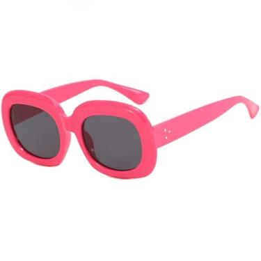 Imagem de Óculos de sol da moda, feminino, masculino, armação grande, retrô, grosso, casual, moda para atividades ao ar livre, viagem, UV400 (rosa, cinza)