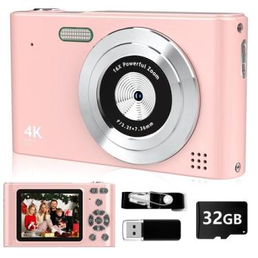 Imagem de Câmera digital BEARBISU 44MP Full HD 1080P com cartão de 32GB - rosa