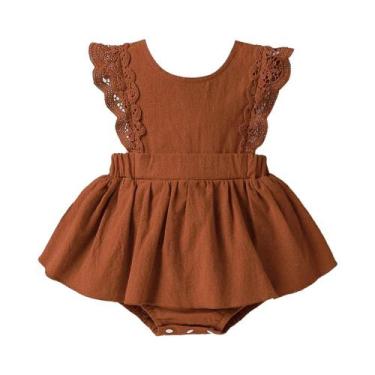 Imagem de Vestido Infantil de Algodão para Bebês e Meninas - Sem Mangas, Gola Qu