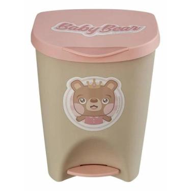 Imagem de Lixeira Multiuso 15L Com Pedal Baby Usual Utilidades, Rosa