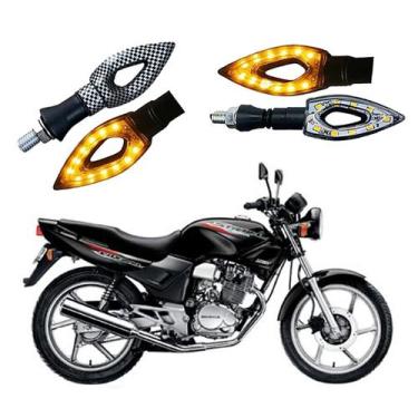 Imagem de Kit 4 Setas Esportivas Led P01C Carbono Flecha vazado Moto CBX 200 Ano