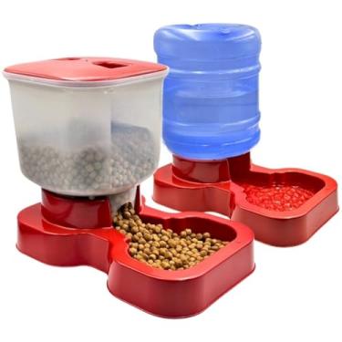 Imagem de Kit Comedouro e Bebedouro para Cachorro Cães e Gatos Automático 10LTS E 8LTS(VERMELHO - KIT MENPLAST)