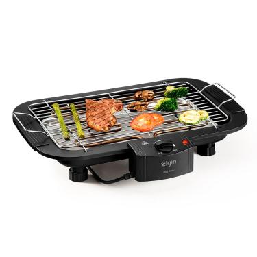 Imagem de Churrasqueira Elétrica De Mesa Bbq Show Elgin 220V Com controle de temperatura, bandeja anti-fumaça e grelha removível