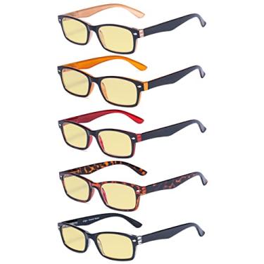 Imagem de Eyekepper Óculos de leitura com dobradiças de mola para mulheres, pacote com 5 unidades, inclui óculos de sol de leitura, Bloqueio de luz azul - b60-5 pares, +1.00