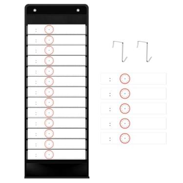 Imagem de Tabela de bolso para agenda diária, bolso 13+1, tabela de bolso para agendamento com 2 cabides, 18 cartões apagadores a seco, tabela de bolso diário para sala de aula pré-escolar (preto)