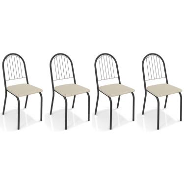 Imagem de Cadeira Sala de Jantar Noruega 2C077PRF Aço Kit 4 Un Preto/ano Bege - Kappesberg
