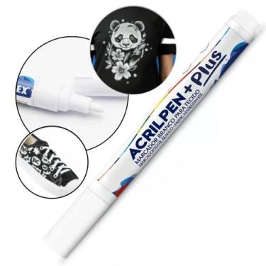 Imagem de Caneta Marcador De Tecido Roupas Acrilex Acrilpen + Plus Cor Branco