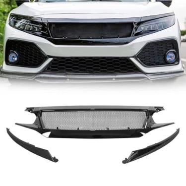 Imagem de Grade de para-choque de carro tiras decorativas kit de corpo grade de corrida grade de para-choque dianteiro compatível com Civic 2016-2019 parte externa (esportiva)