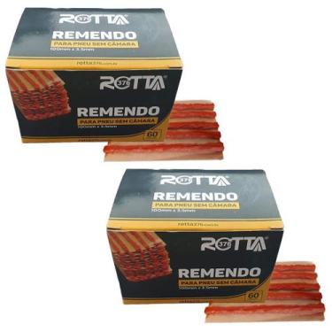 Imagem de Jogo 2 Refil Remendo Conserto Pneu Moto Sem Camara Cx 60pçs - ROTTA