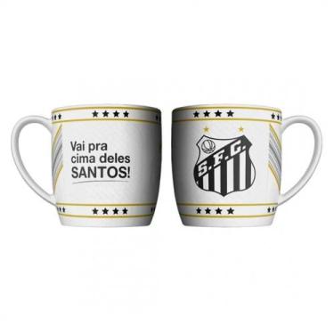 Imagem de Caneca Porcelana 360ml Copo Time de Futebol Santos Resistente Café - A