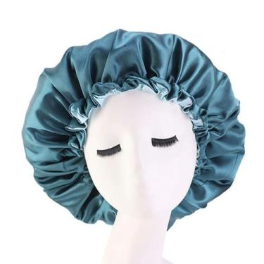 Imagem de Gorro de seda de cetim capô para dormir gorro de cetim (azul) - SANLIN