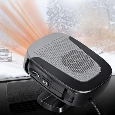 Imagem de Aquecedor de carro portátil, descongelador de aquecimento e resfriamento 2 em 1 com plugues no isqueiro para carro