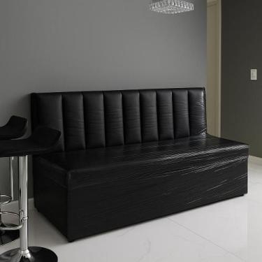 Imagem de Canto Alemão Preto Baú Encosto Ripado material sintético 90x45cm - Gen