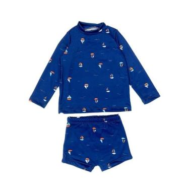 Imagem de Conjunto Infantil Praia Menino Camisa Sunga Proteção Solar - Fofotinho