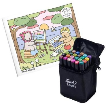 Imagem de Kit Livro Bobbie Goods Isso e Aquilo + Canetinha Touch, 24 Cores
