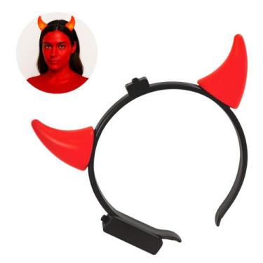 Imagem de Fantasia Halloween: Tiara Arquinho Diabinho/ Capetinha com Chifres Ilu