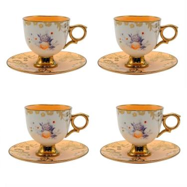 Imagem de Jogo 4 Xícaras 90ml Café Laranja New Bone Madeleine L´hermitge