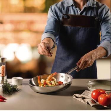 Imagem de Frigideira Indução Panela Wok em Aço Inox 32 cm e Alumínio Premium Fun