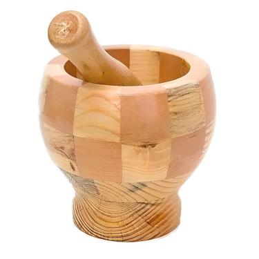 Imagem de Pilão e amassador de bambu resistente para moer temperos