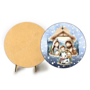 Imagem de Painel Redondo C Elastico 50cm Natal e Suporte MDF - Fadrix, NAT180