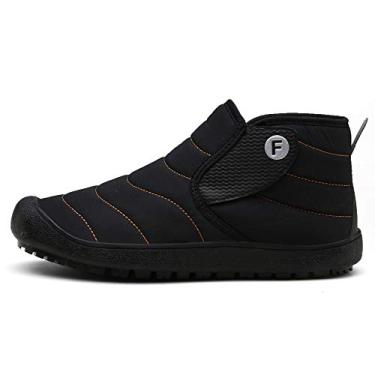 Imagem de Bigfanshu Botas femininas outono e inverno algodão leve macio inferior quente tênis casual corrida impermeável neve, Preto, 41 M EU