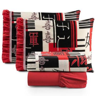 Imagem de Jogo Cama Lençol Fiore Queen Estampado 180 Fios 100% Algodão Com Babad