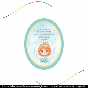 Imagem de Porta Maternidade Anjo da Guarda, Oração Santo Anjo, Decoração Infantil, Azul Turquesa,