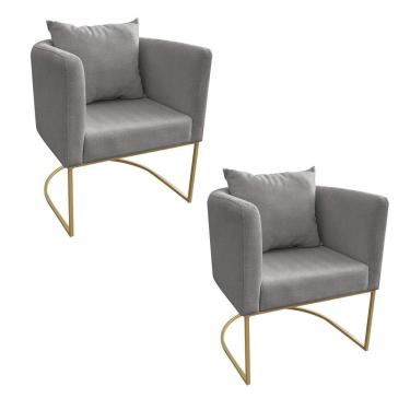 Imagem de Kit 02 Poltronas Paola Linho Dourado Grafite A26