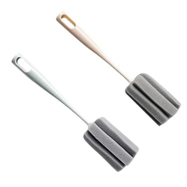 Imagem de Escova vertical para copos, escova de lavagem doméstica de cabo longo, escova de limpeza de esponja sem cantos mortos para remover manchas, escova de garrafa