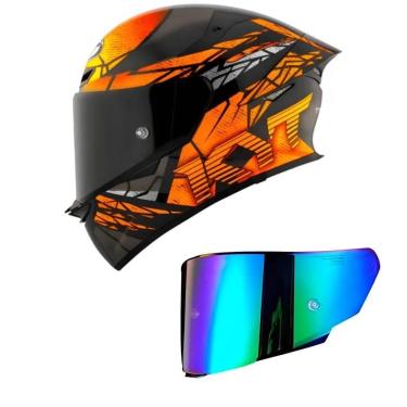 Imagem de Capacete KYT TT Revo Combustion Preto e Laranja Mais Viseira Camaleão