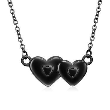 Imagem de Minicremation Colar de urna de cremação para cinzas, pingente de lembrança de coração duplo, presente para mulheres, medalhão de urna memorial funerário, Metal, não