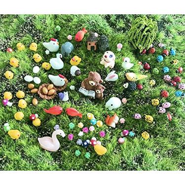 Imagem de JKanruh 101 peças de animais em miniatura, acessórios de jardim de fadas, kits de ornamentos de animais de brinquedo em miniatura para bricolage, casa de bonecas de jardim de fadas, terrário DIY,
