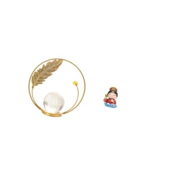 Imagem de Fenteer Escultura de Mesa em Forma de Bola de Cristal, Feita de Metal, com Suporte para Lareira, Quarto, Sala de Estar Ou Escritório. Ideal para Colecionadore