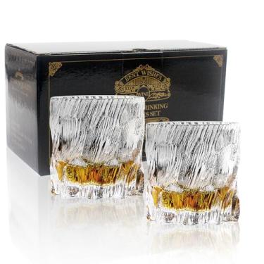 Imagem de WATSAVPUP Conjunto de 2 copos de uísque de cor sólida, cada copo vintage de 255 g com fundo octogonal perfeito para casamentos, bares familiares ou presentes