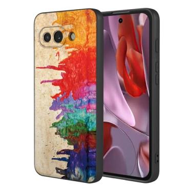 Imagem de OEURVQO Capa artística para Google 9A, capa de silicone líquido de toque macio com forro fofo, compatível com carregamento sem fio, capa protetora para Google Pixel 9A, aquarela preta