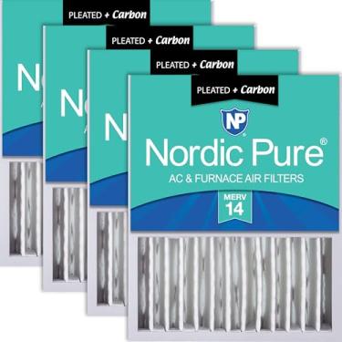 Imagem de Nordic Pure 16 x 20 x 5 (tamanho real: 38 x 49 x 49 x 11 3/8) Filtros de ar de substituição Honeywell Merv 14 Plus Carbon pacote com 4