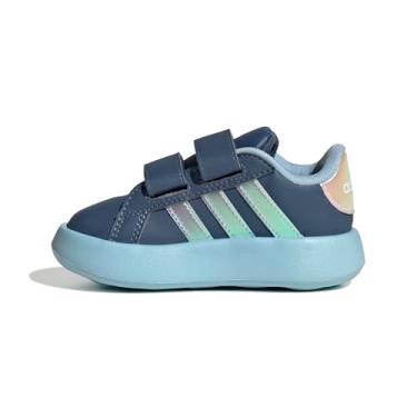 Imagem de Adidas Tênis infantil infantil Grand Court 2.0 Hook & Loop, Tinta pré-amada/branca/céu transparente, 19