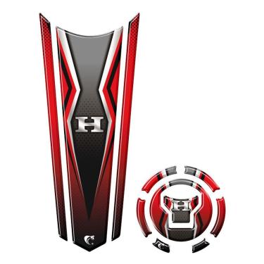 Imagem de Adesivo Resinado Protetor Tanque E Bocal Gravatona Honda Acima 2018 Vermelho