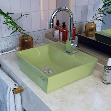 Imagem de Cuba Apoio Angular Quadrada Volcano Aq33w Verde Acqua