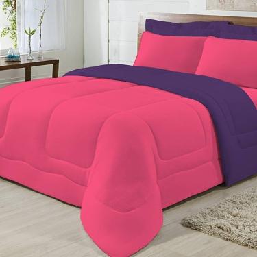Imagem de Edredom Dupla Face 100% Algodão Malha Casal Gran Moratta 01 Peça - Pink- Roxo