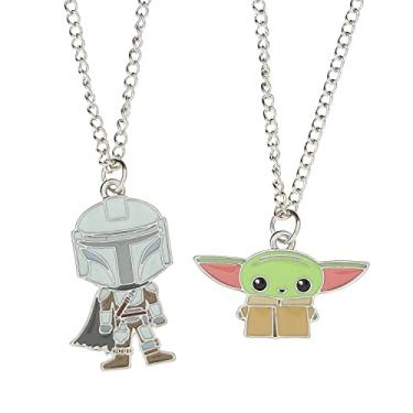 Imagem de Bioworld Conjunto de colar Star Wars The Mandalorian Mando e Grogu Best Friends, Metal, Sem Pedra Preciosa