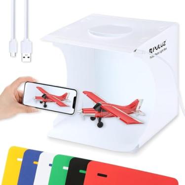 Imagem de PULUZ Mini Estúdio Fotográfico Portátil de 20 cm, Softbox Dobrável com 20 Luzes de LED + 6 Cenários para Exibição