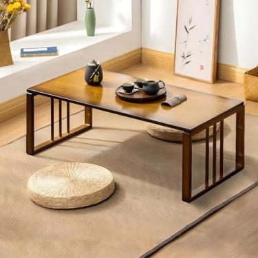 Imagem de CANYIHB Mesa de café japonesa Tatami – Mesas De Centro para Sala Bambu Kotatsu Mesa Baixa Dobrável para Pequenos Espaços Sentados no Chão (80 cm)