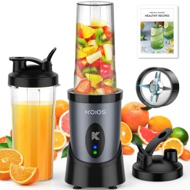 Imagem de KOIOS Liquidificador de smoothie, liquidificador pessoal de 900 W para shakes e smoothies para cozinha com 2 copos portáteis sem BPA de 623 g, batedeira de smoothies de porção única para sucos,