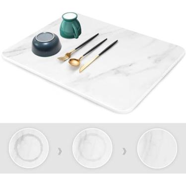 Imagem de Tapete de Secagem Pratos Pedra Terra diatomácea para Balcão Cozinha Super Absorvente e Rápida a Calor Uso em Múltiplos Cenários Almofada com Base Adsorvente Copos Café